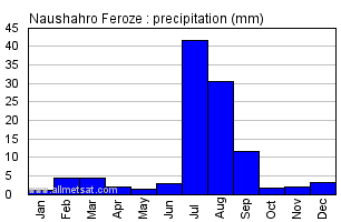 Naushahro Feroze Pakistan Annual Yearly Monthly Rainfall Graph